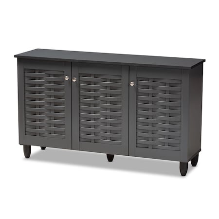 Baxton Studio Winda Dark Gray 3-Door Wooden Entryway Shoe Storage Cabinet 152-9167